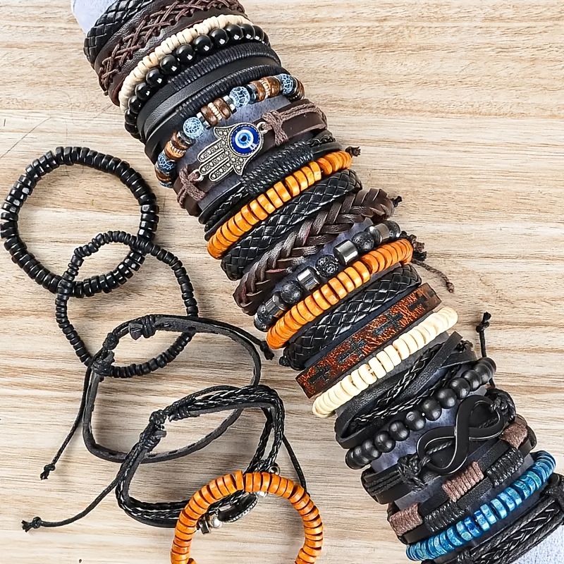 16pcs Random Men's Bangle Bracelet Set, Gift for Him